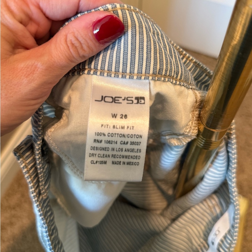Joe's Jeans Weekender Slim Fit Blue and White Striped Pants - Picture 5 of 6